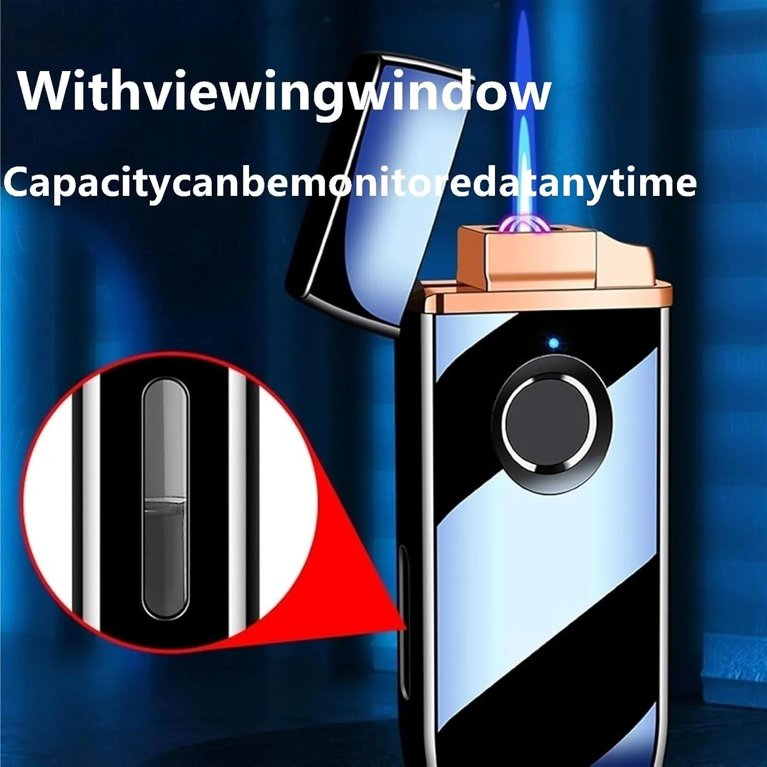 Two Ignition Methods Portable Butane Torch Lighter, Smart Fingerprint Ignition Electric Lighter, Dual-Purpose Windproof Lighter, Suitable for Men's Gifts (Fuel not Included)(Black)