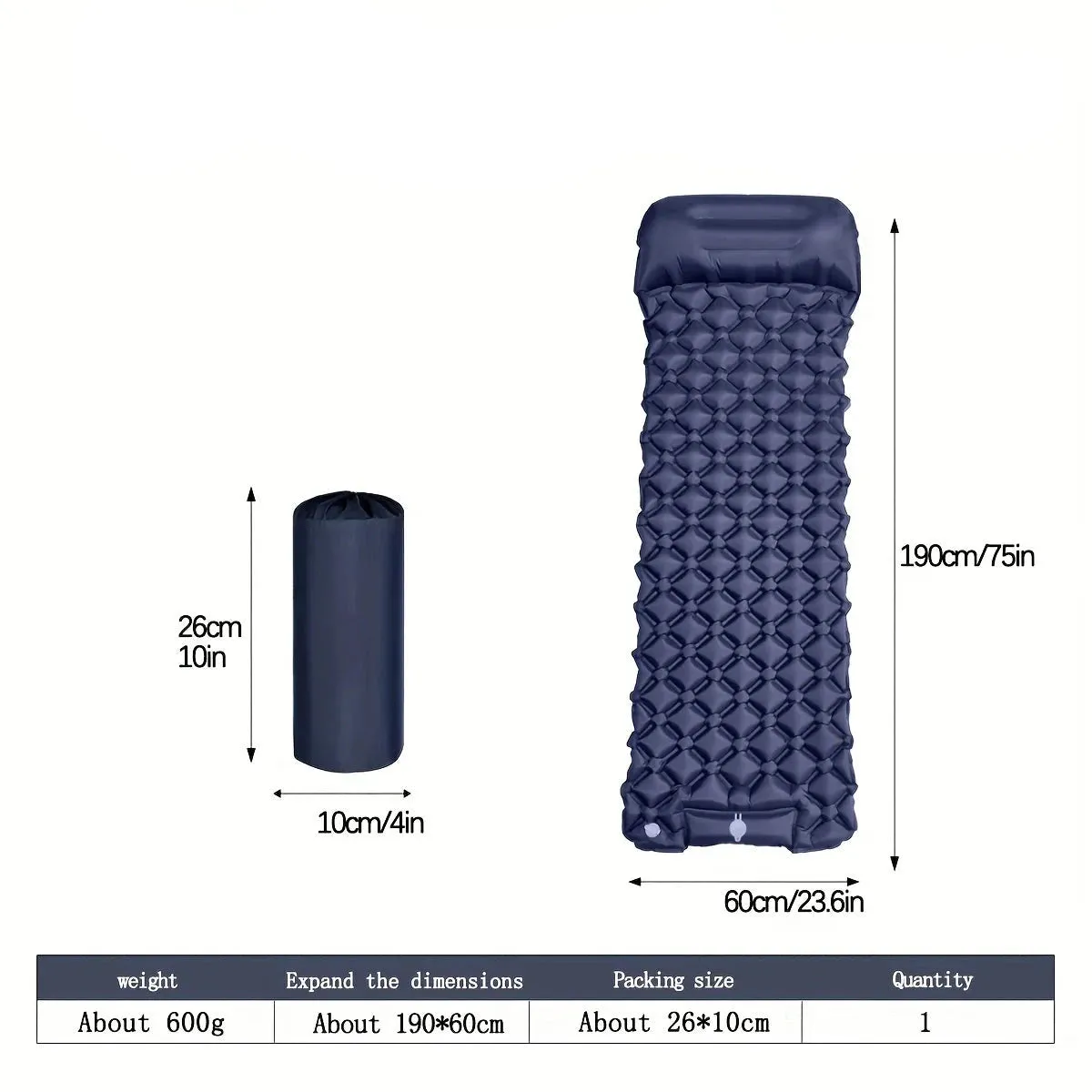 Ultralight Inflatable Camping Mattress with Pillow