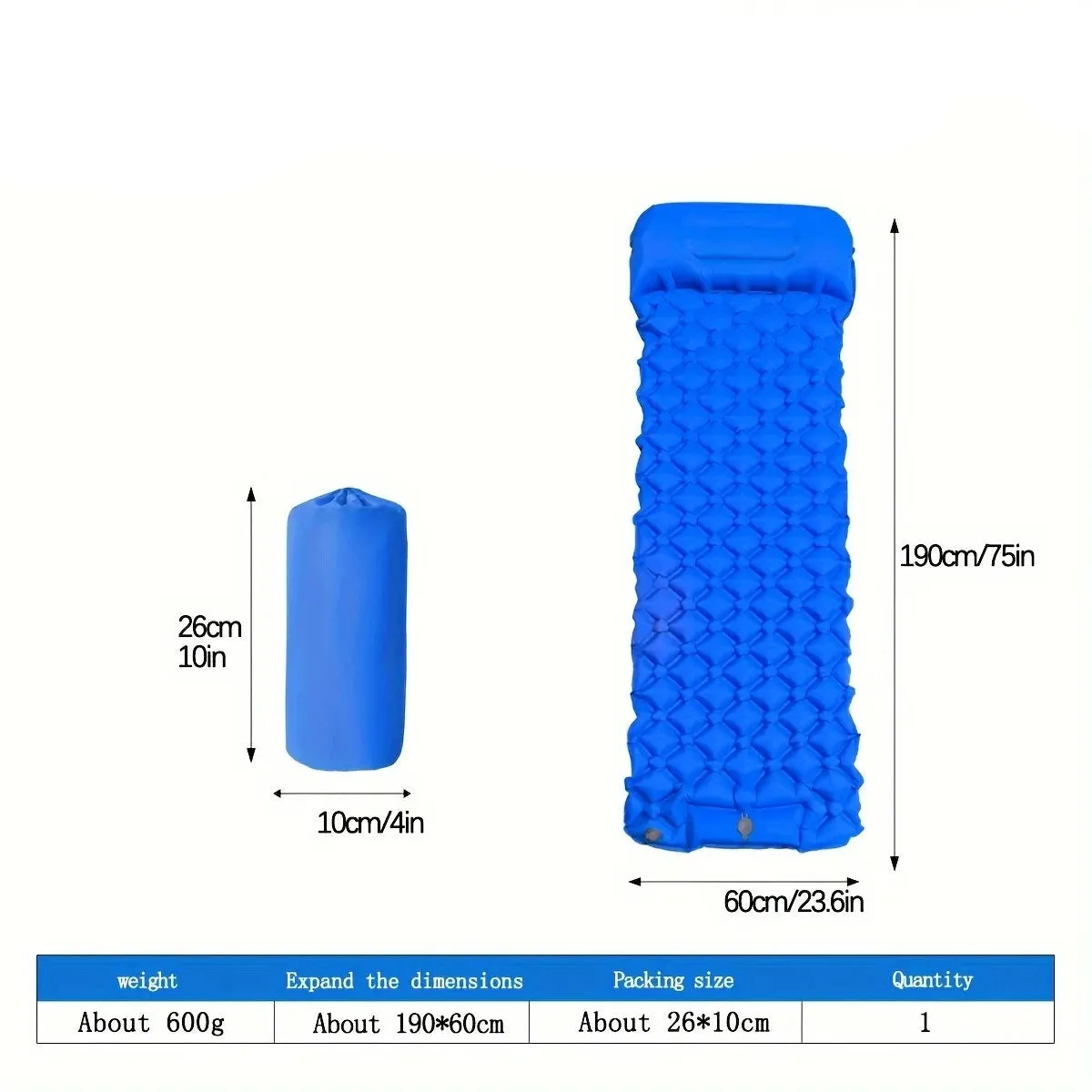 Ultralight Inflatable Camping Mattress with Pillow