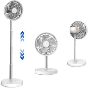 UN UNITEDTIME Desk Fan - Battery Operated Fan With 4 Speeds, Adjustable Height Portable for Outdoor, Courtyard, Beach, Tent, Travel, Room, Kitchen, with Timer night Led light