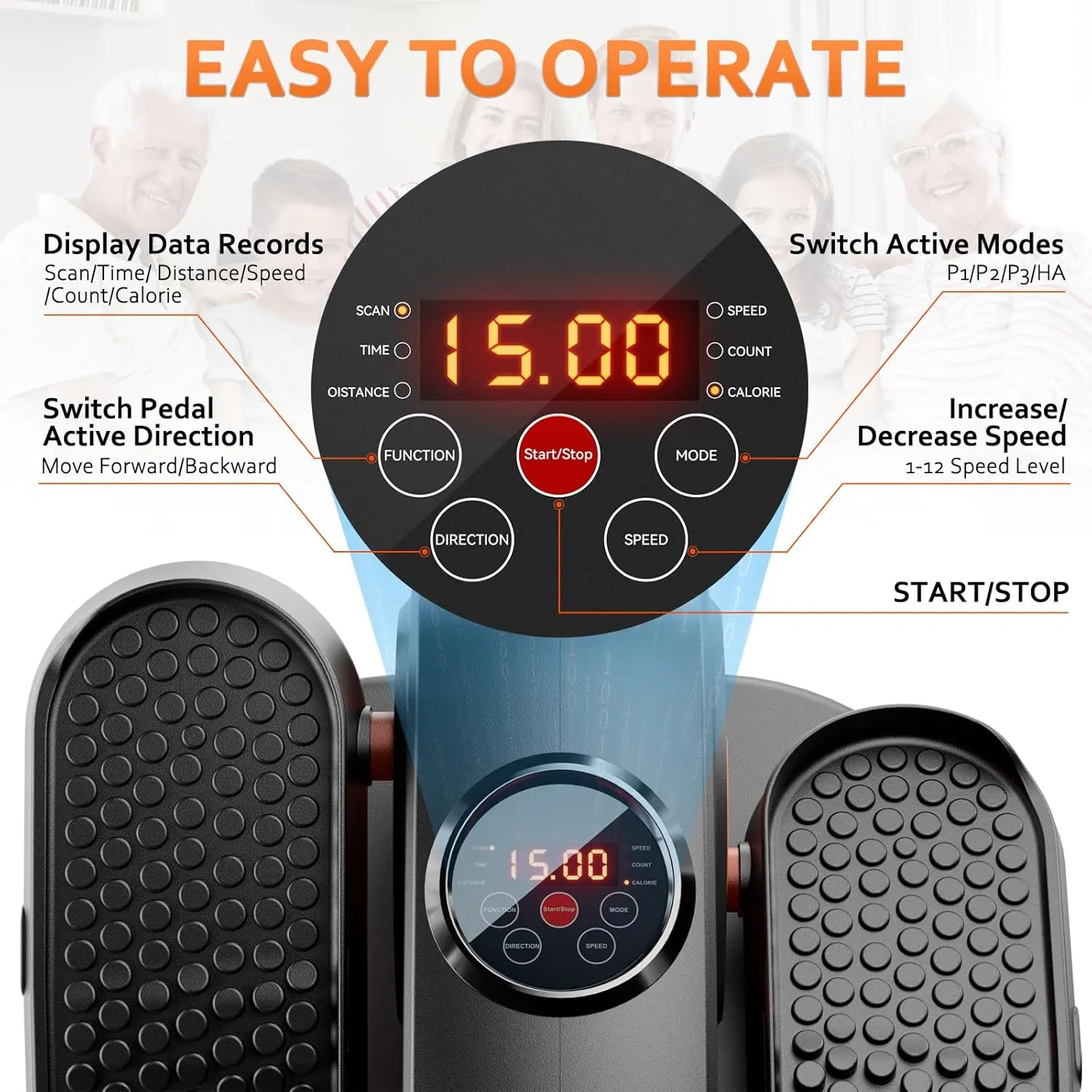 Under Desk Elliptical Machine, Ellipse Exerciser as Seen on TV for Seniors with Remote Control & 12 Adjustable Speeds, Elliptical Machine for Home