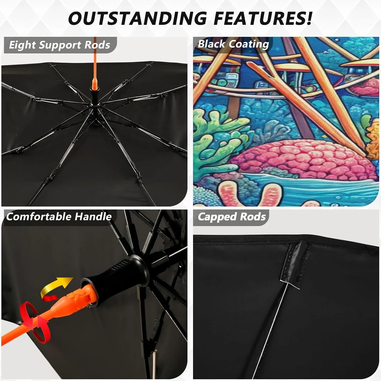 Underwater World Amusement Park Comic Car Sun Shade Windshield Umbrella Full Cover Windshield Screen Sunshade 58"x29.7"