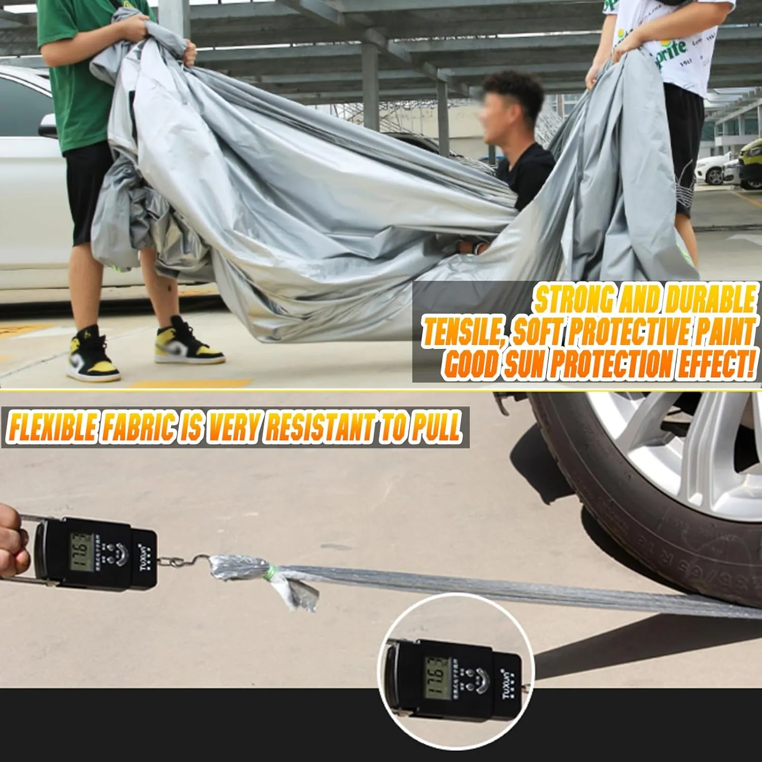 Universal Car Cover, All Weather Fit for SUVs Body Length 198" to 208", Waterproof, Snow Proof, UV Proof, Scratch Proof, Bird Droppings Proof -Grey
