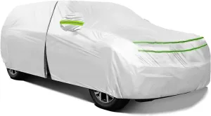 Universal Car Cover, All Weather Fit for SUVs Body Length 198" to 208", Waterproof, Snow Proof, UV Proof, Scratch Proof, Bird Droppings Proof -Grey