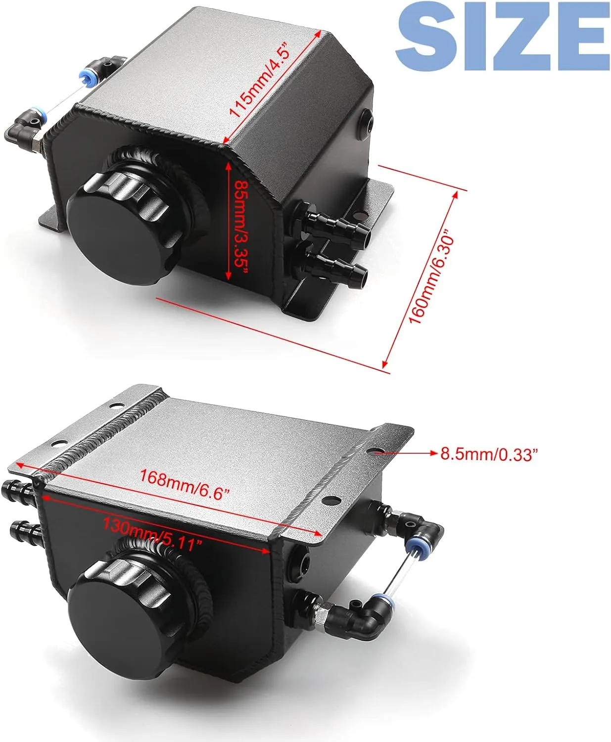 Universal Coolant Reservoir Overflow Tank 1l Aluminum Coolant Radiator Expansion Tank Black