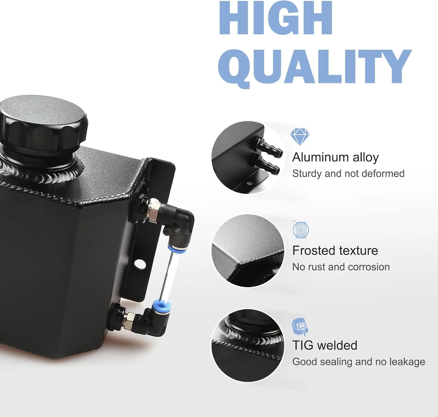 Universal Coolant Reservoir Overflow Tank 1l Aluminum Coolant Radiator Expansion Tank Black