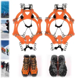 Universal Non-Slip Gripper Spikes,Anti-Skid Snow Ice Shoe Spikes,Silicone Stainless Steel Grippers Shoe Spikes Grips,with 8 Tooth Steel Nail for Hiking Climbing Fishing Ice Sports