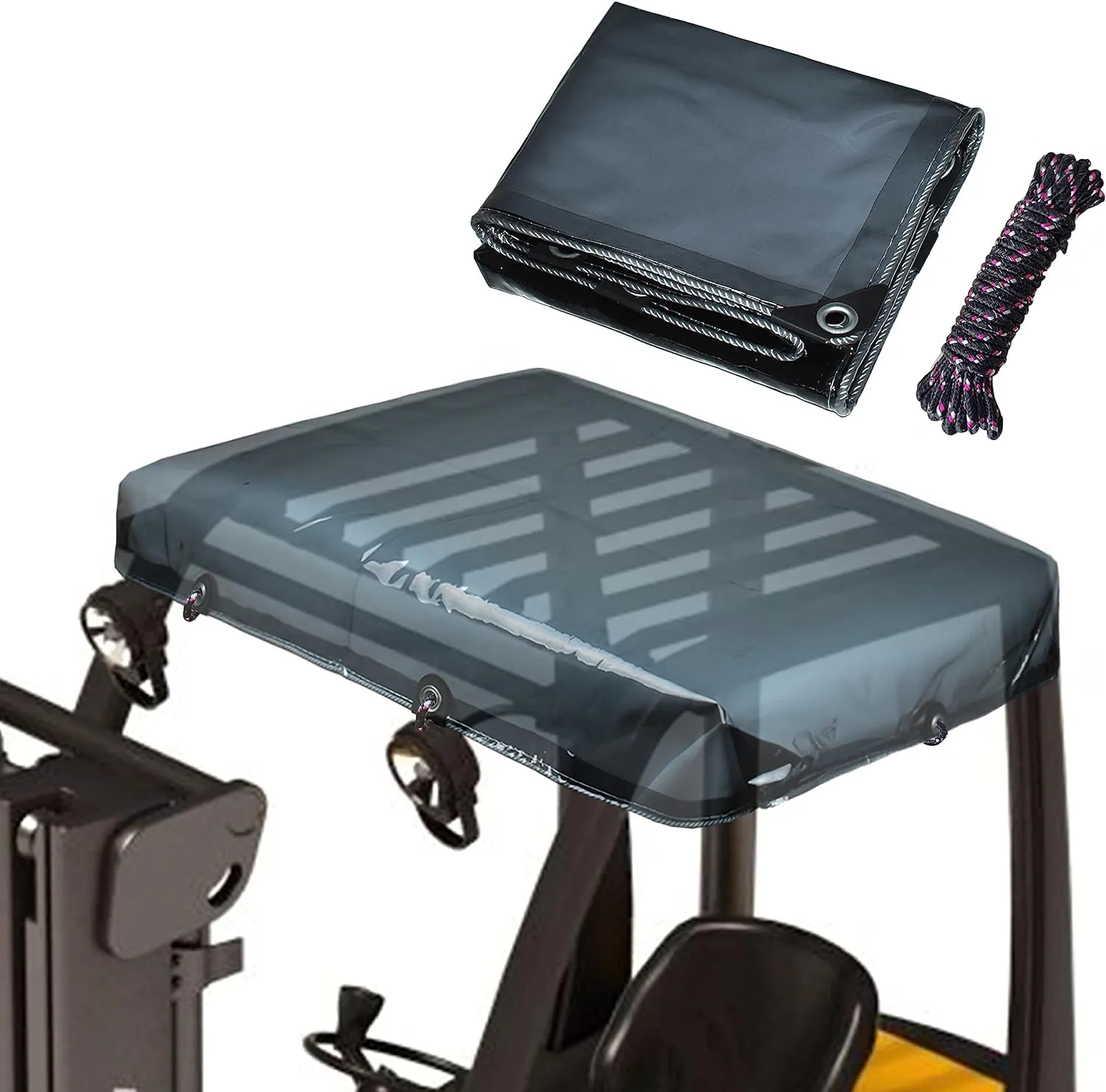 Universal Tinted Clear Forklift Cover - UV Protection Rain Cover - Heavy Duty Waterproof Vinyl Materials - 40x45in