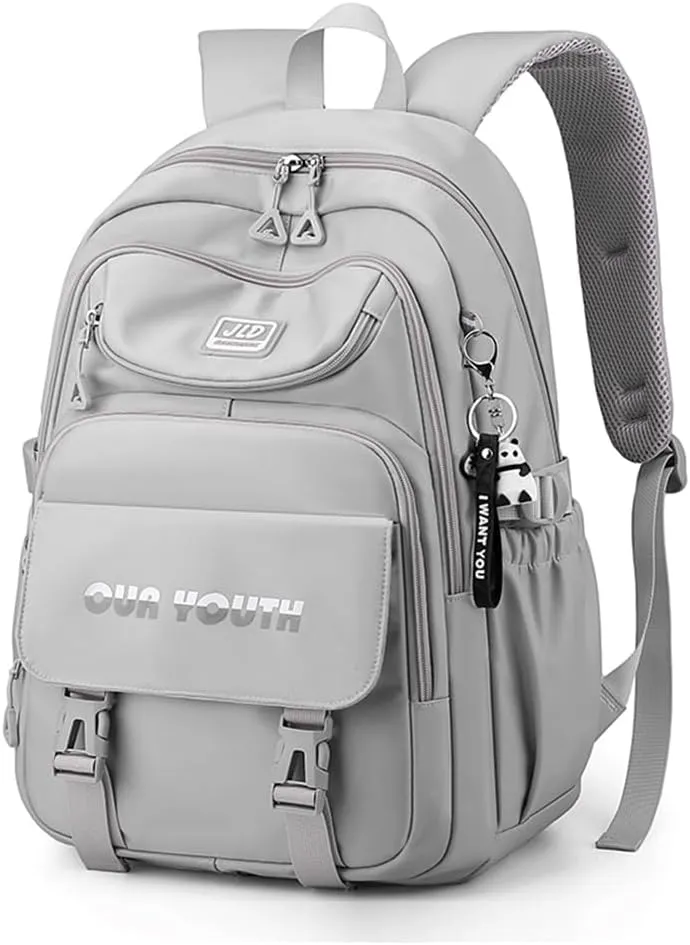 University Bookbag copmuter Daypack Backpack Outdoor Bag Waterproof Travel Notebook College Backpack (Grey)