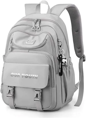 University Bookbag copmuter Daypack Backpack Outdoor Bag Waterproof Travel Notebook College Backpack (Grey)