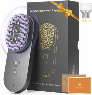 UNIWA Hair Oil Applicator, Scalp Massager Hair Growth, 3 in 1 Scalp Massage Tool, Head Scalp Massager for Relax, Cordless Electric Brush for Hair Care, Oil Dispenser Comb, Mothers Day Gifts, Grey
