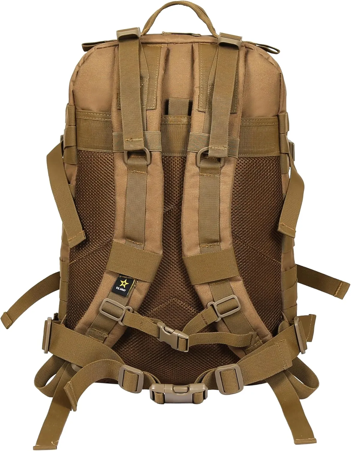 US ARMY ASSAULT Tactical Backpack | 42L Capacity, Water-Resistant Heavy Duty Material, Molle Webbing, Hydration Compartment, Laptop Sleeve, Military Gear Bag for Duty, Travel, and Hiking - Coyote