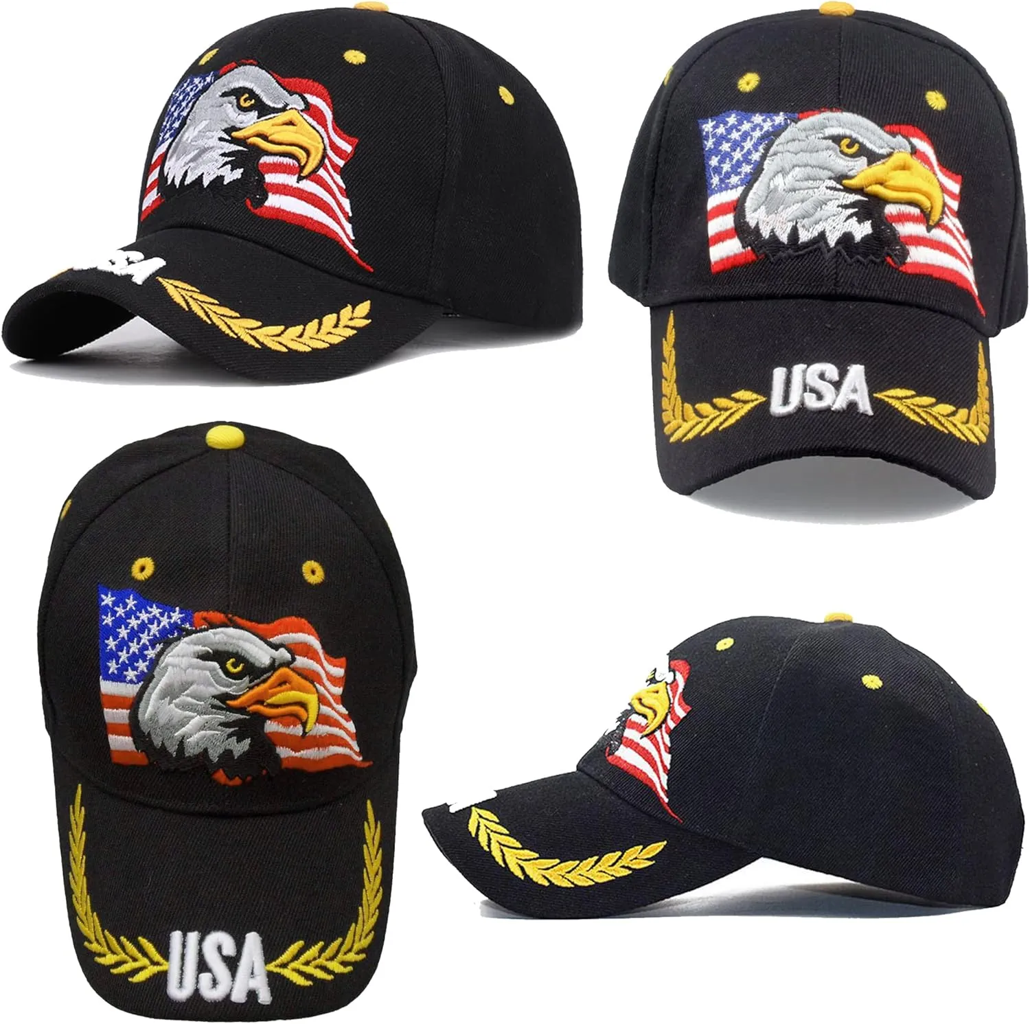 USA-Flag Eagles-Hat American Baseball-Cap Embroidered