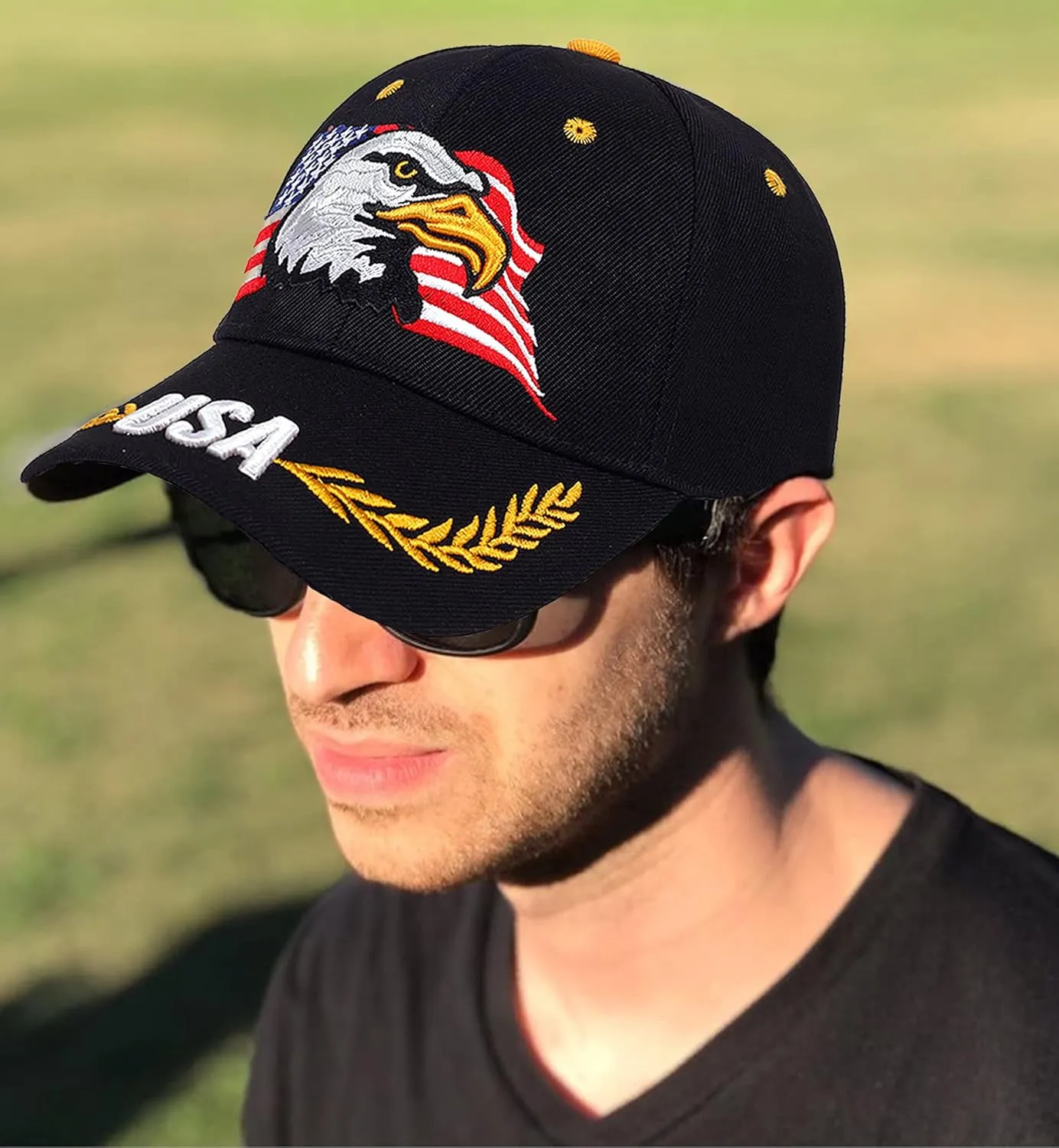 USA-Flag Eagles-Hat American Baseball-Cap Embroidered