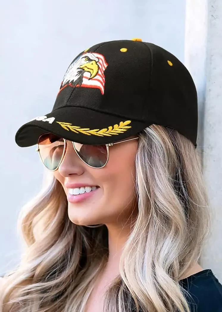 USA-Flag Eagles-Hat American Baseball-Cap Embroidered