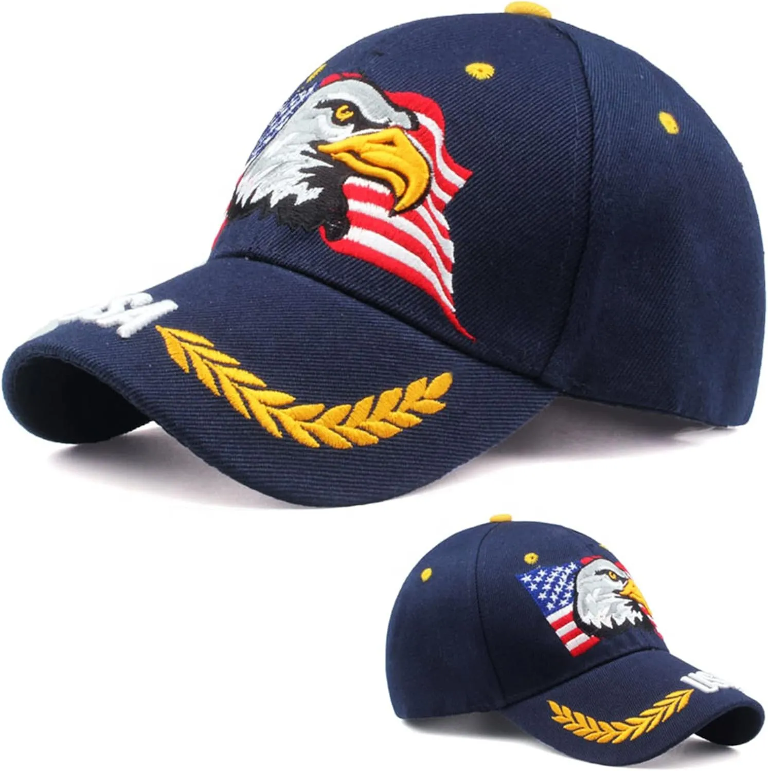 USA-Flag Eagles-Hat American Baseball-Cap Embroidered