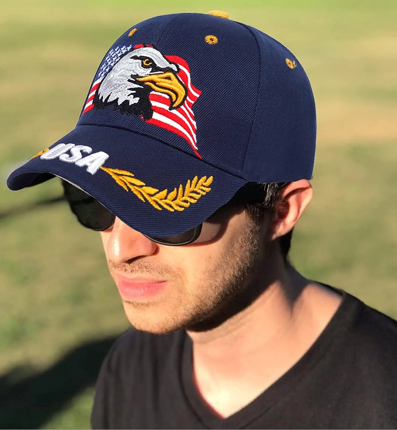 USA-Flag Eagles-Hat American Baseball-Cap Embroidered