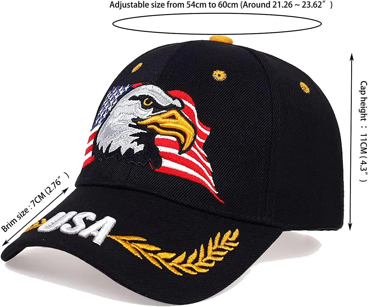 USA-Flag Eagles-Hat American Baseball-Cap Embroidered