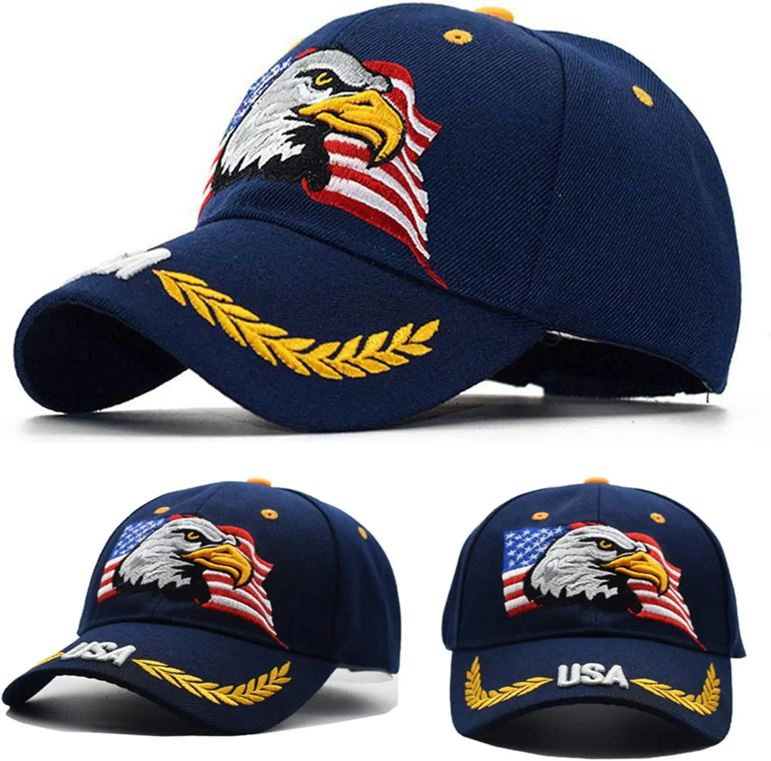 USA-Flag Eagles-Hat American Baseball-Cap Embroidered