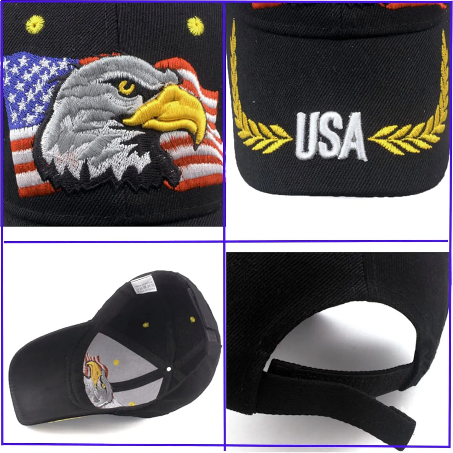 USA-Flag Eagles-Hat American Baseball-Cap Embroidered