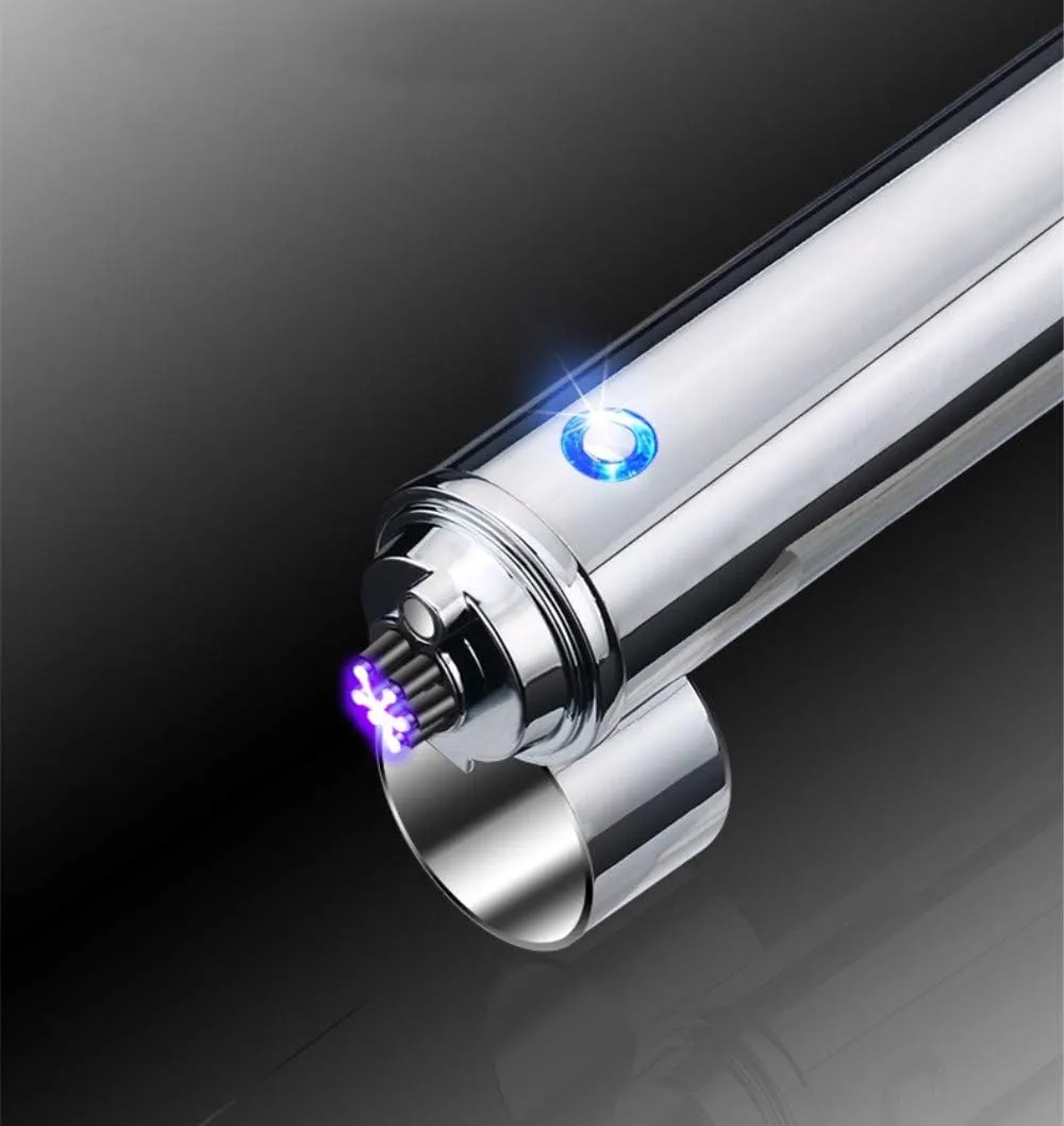 USB Electric Triple Arc Lighter Three Safety Insurance Lighter Windproof Flameless Lighter- Rechargeable Lighter Best Gift for Smoker (Silver)