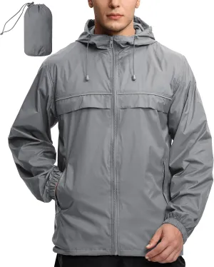 V VALANCH Mens Rain Jacket Waterproof Lightweight Windbreaker with Hood Outdoor Raincoat for Hiking Running Travel