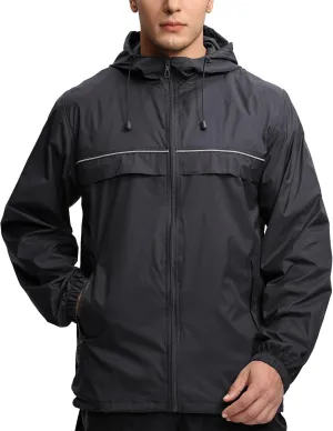 V VALANCH Mens Rain Jacket Waterproof Lightweight Windbreaker with Hood Outdoor Raincoat for Hiking Running Travel