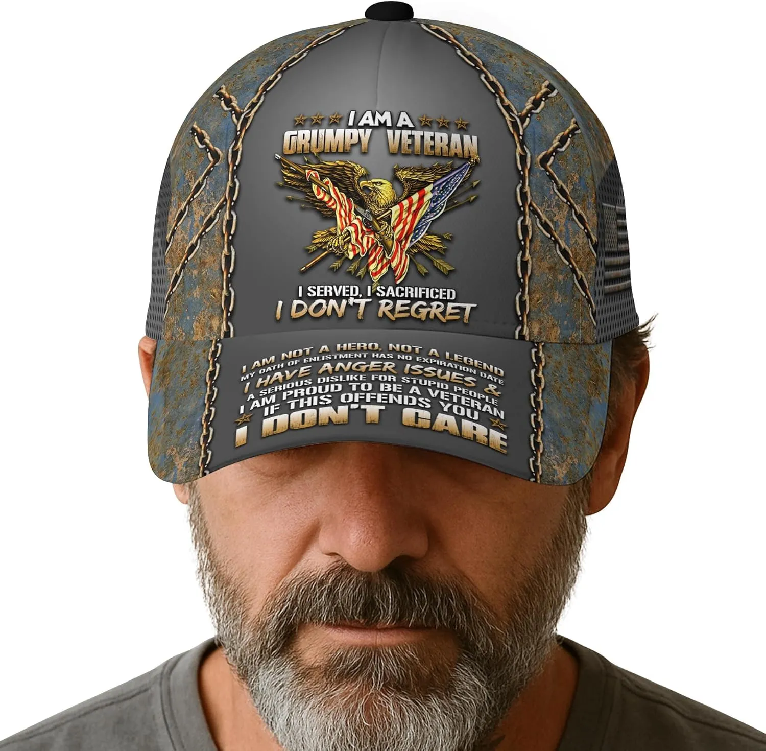 V VIBEPY US Veteran Baseball Cap - Bald Eagle Printed Unisex Hat Gift for Veterans Day, Father's Day, Dad Birthday Gifts