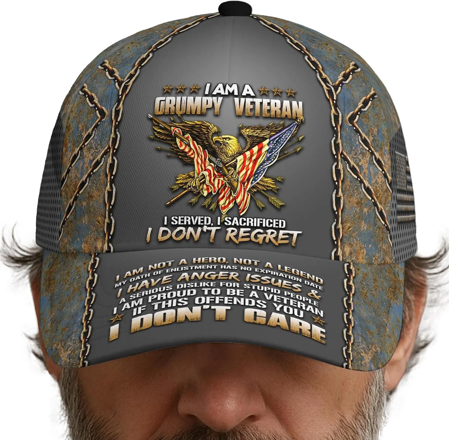 V VIBEPY US Veteran Baseball Cap - Bald Eagle Printed Unisex Hat Gift for Veterans Day, Father's Day, Dad Birthday Gifts