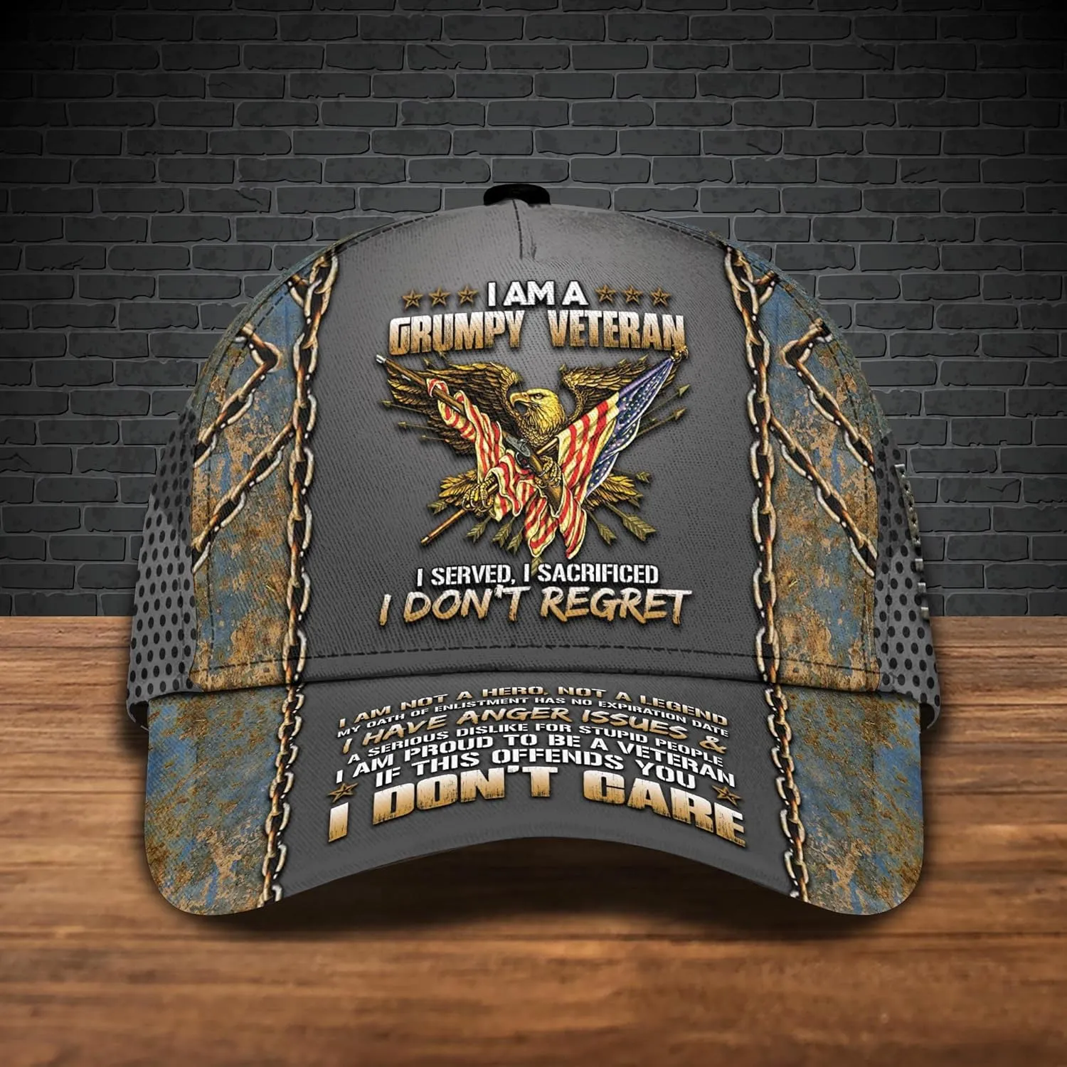 V VIBEPY US Veteran Baseball Cap - Bald Eagle Printed Unisex Hat Gift for Veterans Day, Father's Day, Dad Birthday Gifts