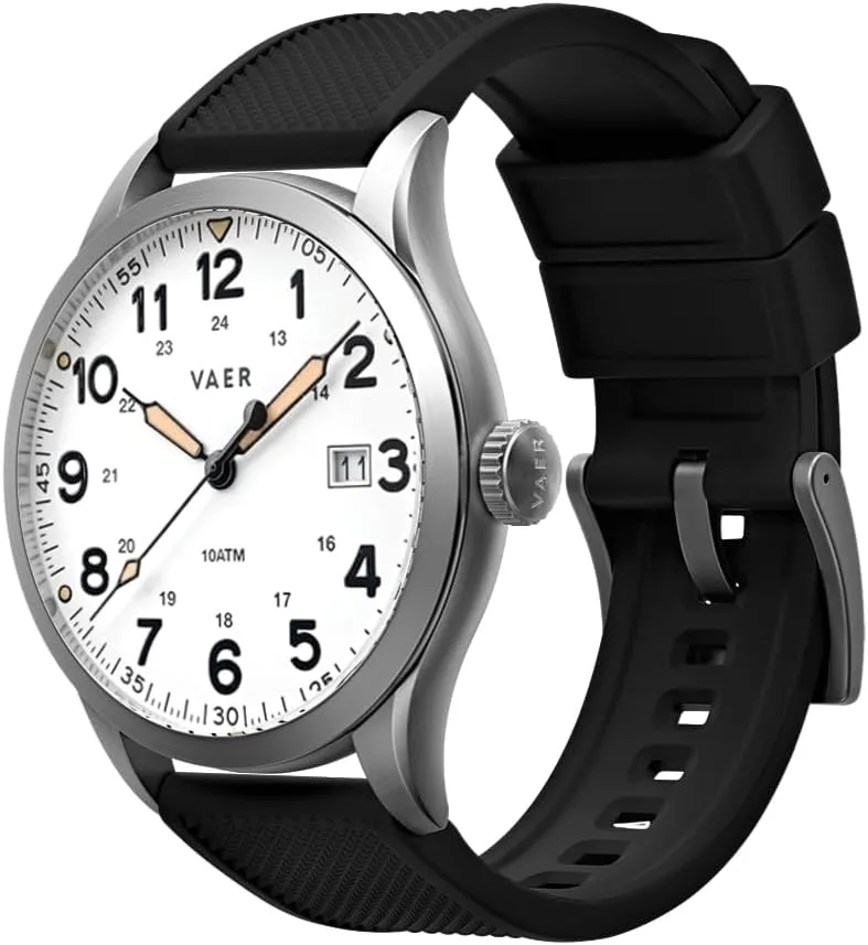 Vaer Men’s Field Watch, Quartz Movement for Accurate Timing, Scratch Resistant Sapphire Crystal, Locking Screw-Down Crown, Iconic Replica of The A-11 Military Watch for Men of WW2 - Gift Set for Men