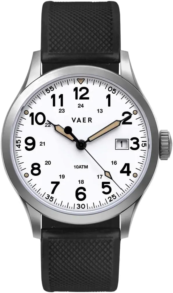 Vaer Men’s Field Watch, Quartz Movement for Accurate Timing, Scratch Resistant Sapphire Crystal, Locking Screw-Down Crown, Iconic Replica of The A-11 Military Watch for Men of WW2 - Gift Set for Men