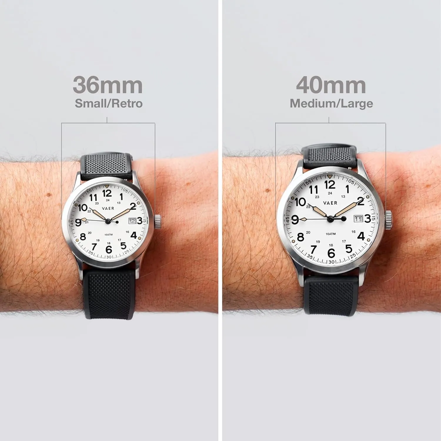 Vaer Men’s Field Watch, Quartz Movement for Accurate Timing, Scratch Resistant Sapphire Crystal, Locking Screw-Down Crown, Iconic Replica of The A-11 Military Watch for Men of WW2 - Gift Set for Men