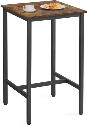 VASAGLE Bar Table, Small Kitchen Dining Table, High Top Pub Table, Height Cocktail Table for Living Room Party, Sturdy Metal Frame, 23.6 x 23.6 x 41.7 Inches for Narrow Spaces, Rustic Brown and Black