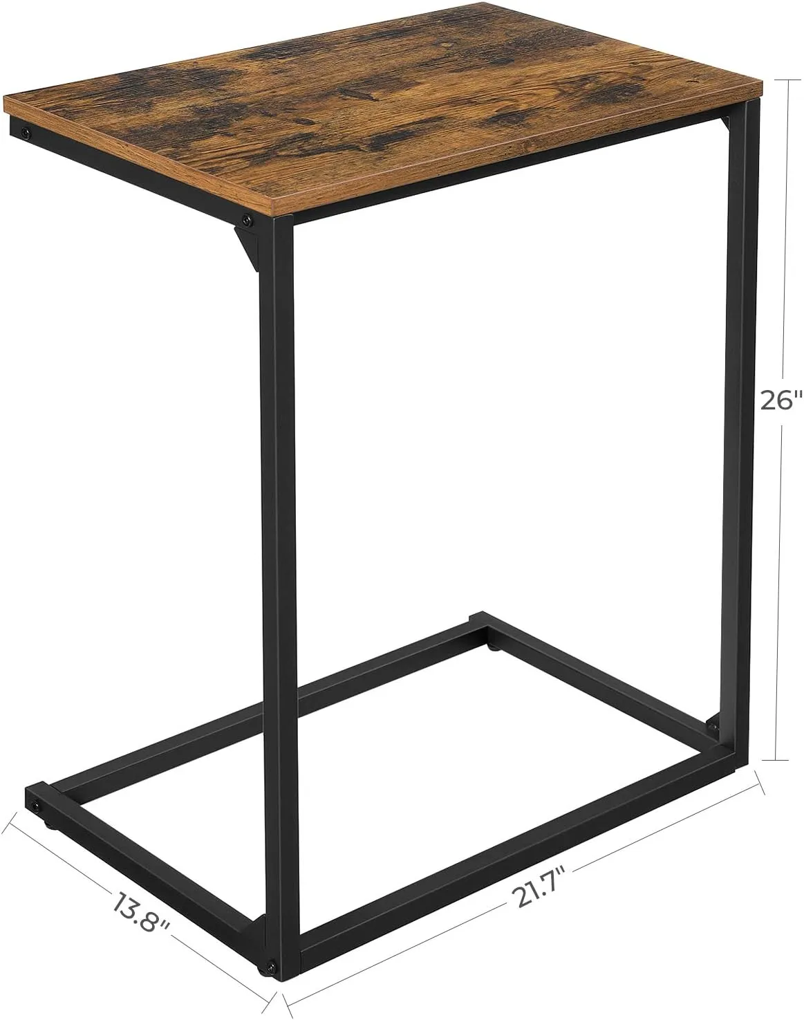 VASAGLE C Shape End Table, Small Coffee Table for Couch Or Sofa, Industrial Side Table in Living Room, Bedroom, 13.8 x 21.7 x 26 Inches, Rustic Brown and Black ULNT52BX