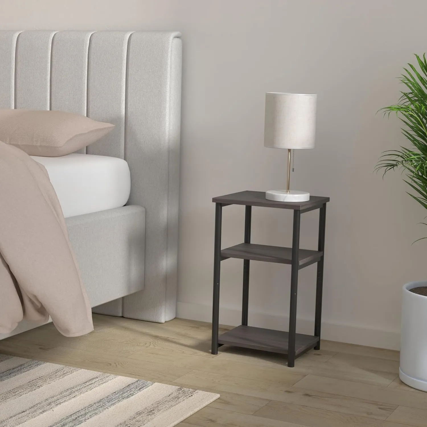 VASAGLE Side Table, Small End Table, Tall Nightstand for Living Room, Bedroom, Office, Bathroom, Chestnut Brown and Classic Black ULET273B74