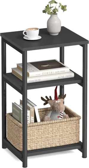 VASAGLE Side Table, Small End Table, Tall Nightstand for Living Room, Bedroom, Office, Bathroom, Classic Black ULET273B16
