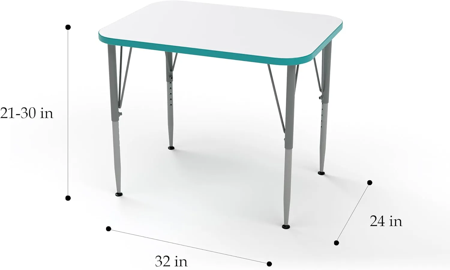 Versa Desk Adjustable Height Kids Table, Large Rectangular Child Desk for School Classroom, Tall Size (Maple, 21-30" H)