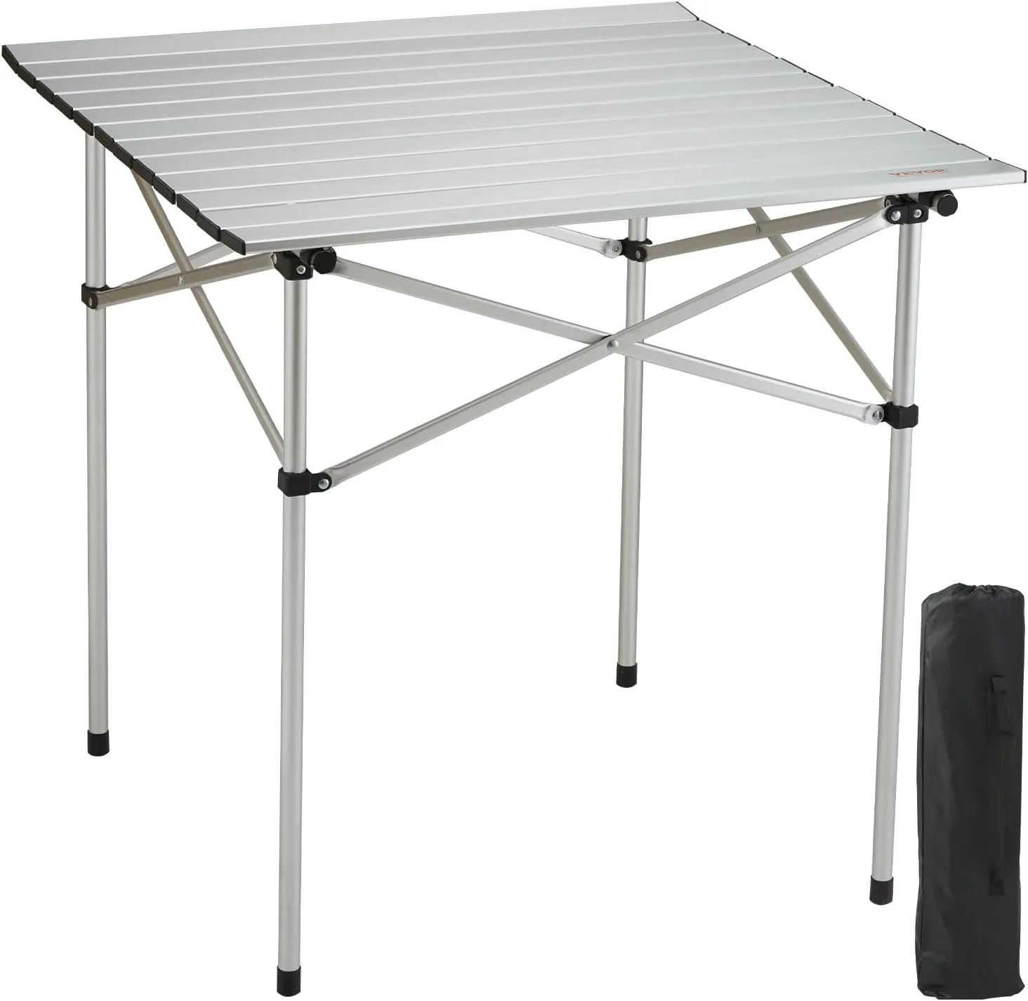 VEVOR Folding Camping Table, Outdoor Portable Side Tables, Lightweight Fold Up Table, Aluminum Ultra Compact Work Table with Carry Bag, for Cooking, Beach, Picnic, Travel, 24x16 inch, Silver