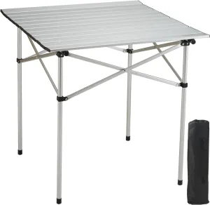 VEVOR Folding Camping Table, Outdoor Portable Side Tables, Lightweight Fold Up Table, Aluminum Ultra Compact Work Table with Carry Bag, for Cooking, Beach, Picnic, Travel, 24x16 inch, Silver