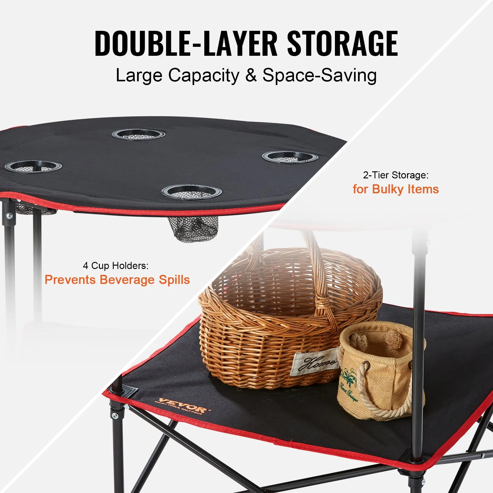 VEVOR Folding Camping Table - Outdoor Portable Side Tables, Lightweight Fold Up Table