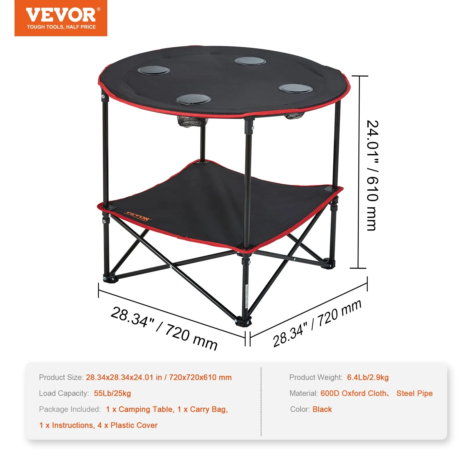 VEVOR Folding Camping Table - Outdoor Portable Side Tables, Lightweight Fold Up Table