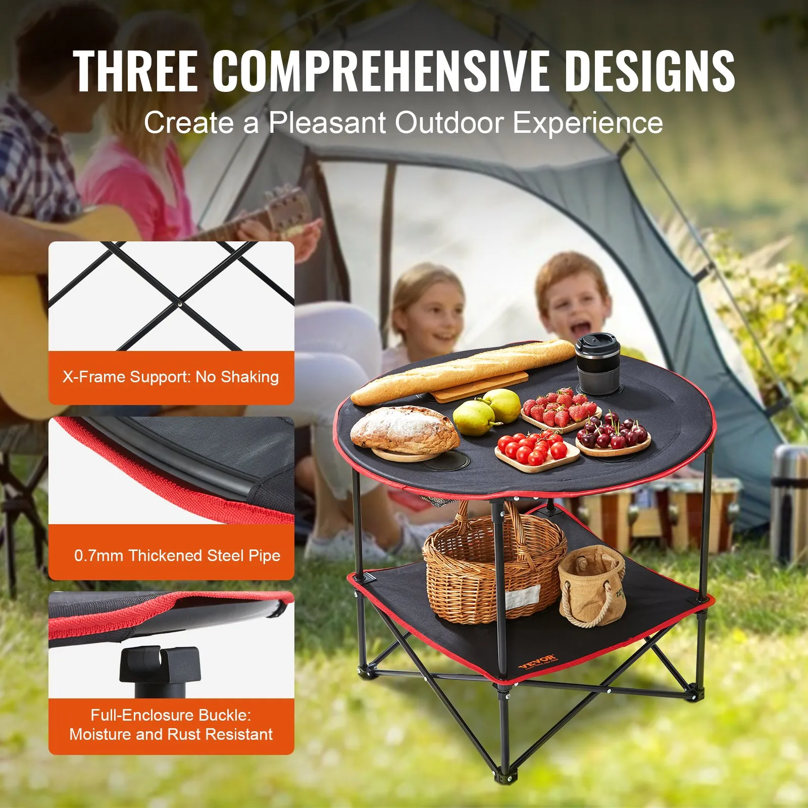 VEVOR Folding Camping Table - Outdoor Portable Side Tables, Lightweight Fold Up Table