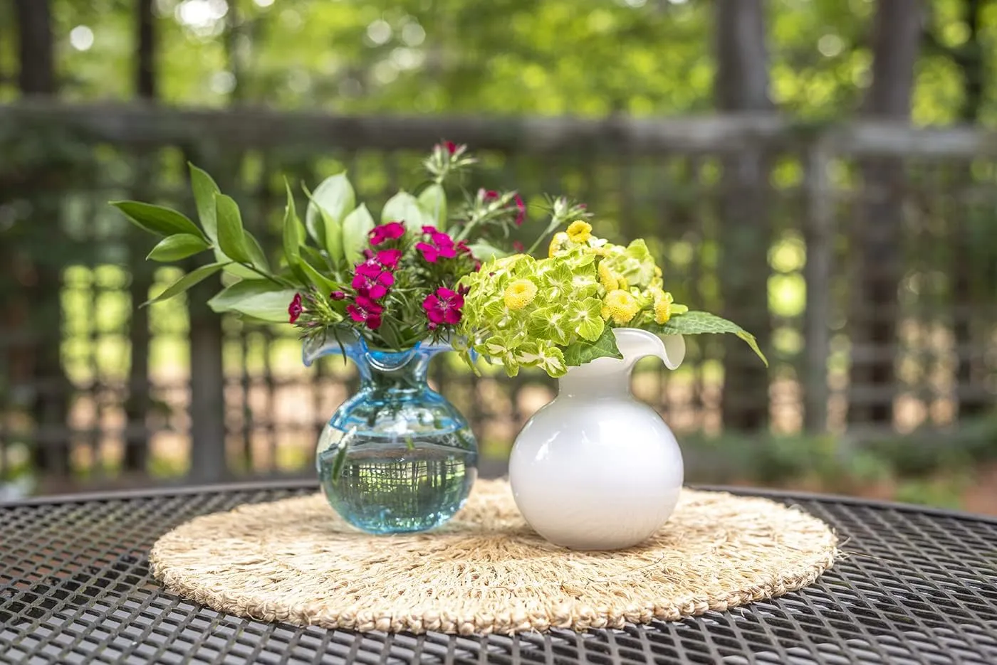 Vietri Hibiscus Glass Aqua Bud Vase, 5.5" H Italian Mouth Blown Dining & Entry Way Table Home Decor