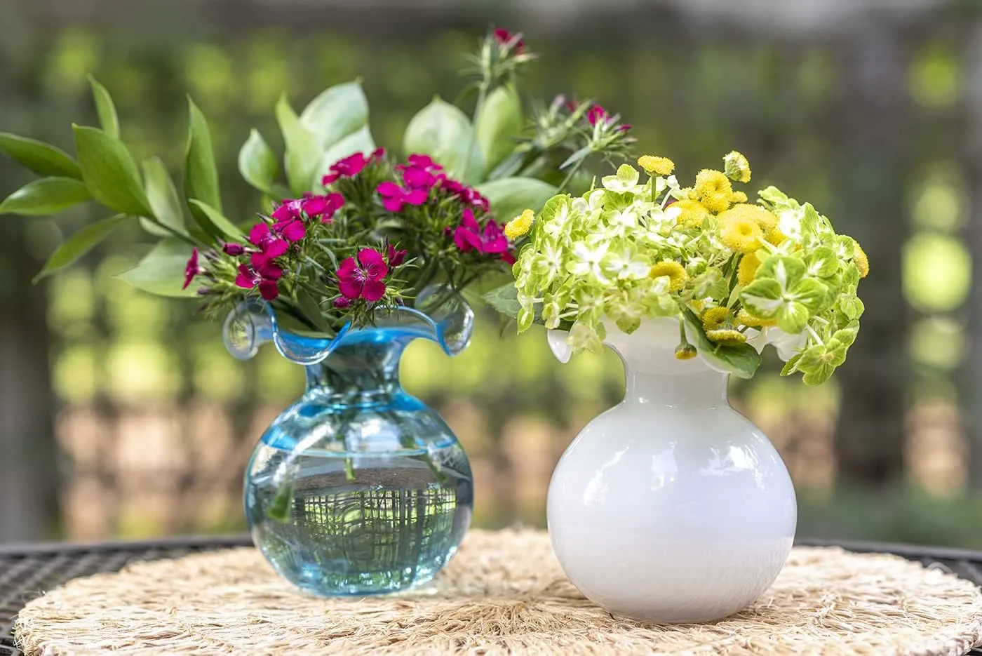 Vietri Hibiscus Glass Aqua Bud Vase, 5.5" H Italian Mouth Blown Dining & Entry Way Table Home Decor