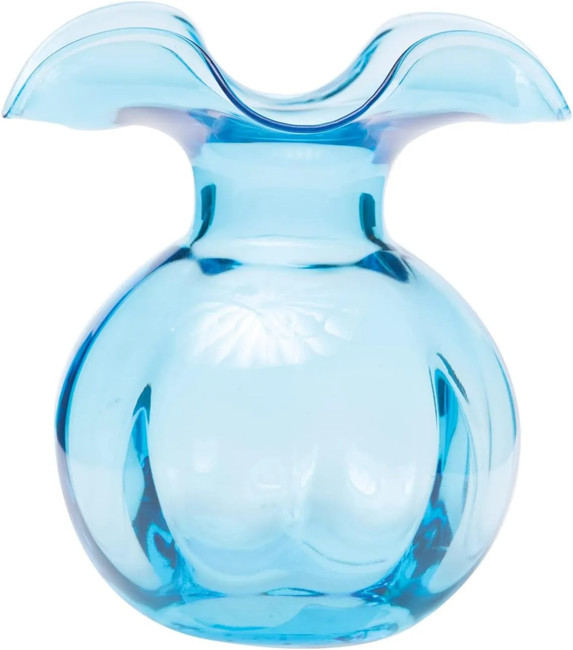 Vietri Hibiscus Glass Aqua Bud Vase, 5.5" H Italian Mouth Blown Dining & Entry Way Table Home Decor