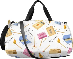 VIGTRO Cartoon Flaming Matches Background Kids Overnight Travel Duffel Bag Sport Gym Bag for Boys Girls with Shoe Compartment, Carry On Weekender Luggage Bag for Dance Swim Yoga