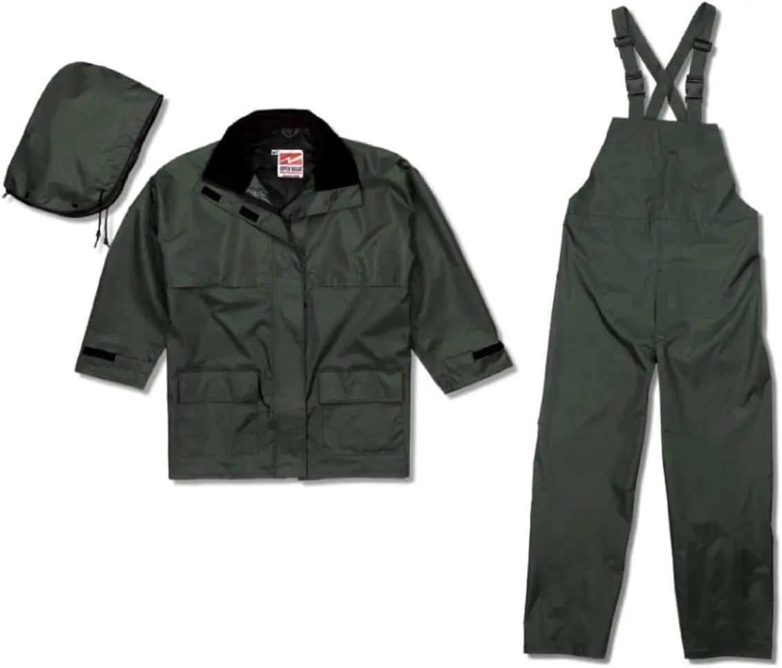 Viking Open Road 150D Suit - Waterproof Men's Rain Jacket with Hood and Bib Pants, Durable Ripstop Fabric