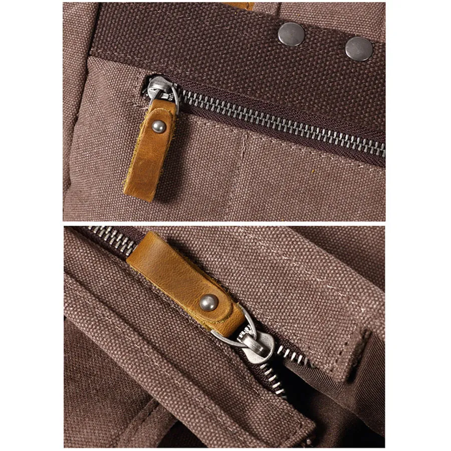 Vintage Canvas Roll-Top Backpack with Belt Buckle Closure