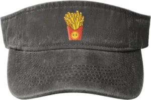 Vintage Cute Fries Sun Visor Hats for Women Men Cotton Adjustable Sports Empty Top Golf Cap